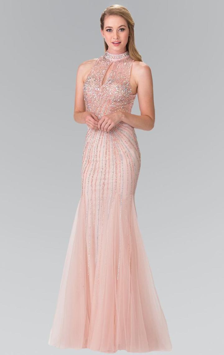 Elizabeth K - Sequined Halter Trumpet Gown Gl2330