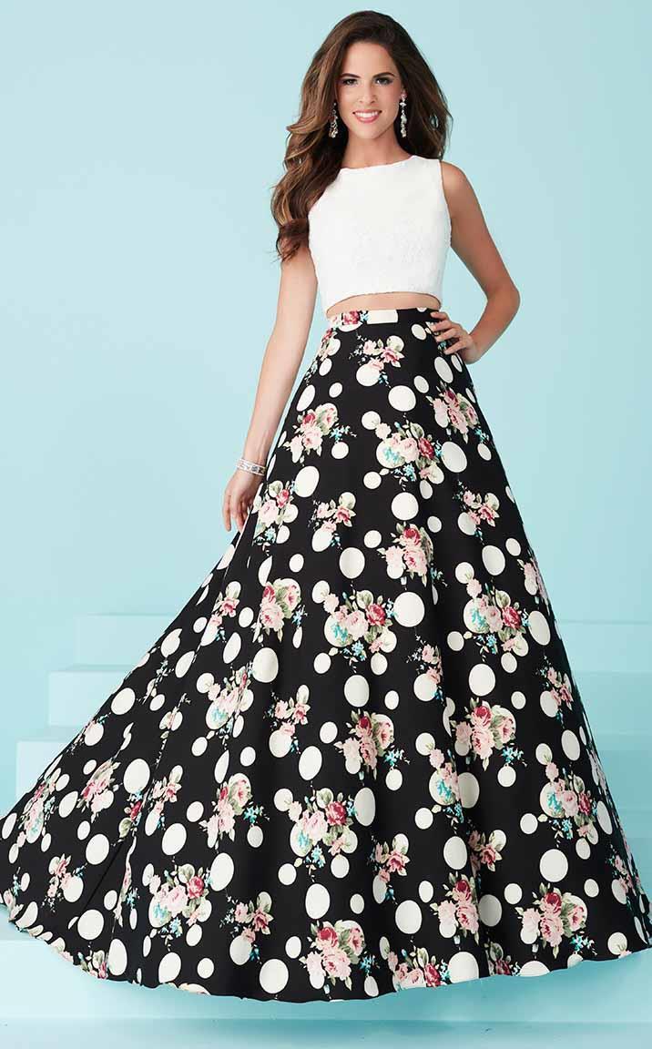 Tiffany Homecoming - Sweet Sleeveless Formal Two Piece With Printed Skirt 16238