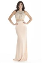 Jolene Collection - 17065 Beaded Two Piece Sheath Long Gown