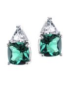 Cz By Kenneth Jay Lane - Emerald Cushion And Trillion Pierced Stud Earring