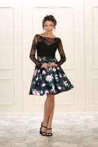 May Queen - Mq1502 Lace And Floral Two-piece Cocktail Dress
