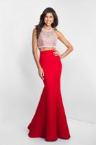 Blush - C1015 Two Piece Bedazzled Mermaid Gown
