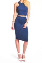 Donna Mizani - Racer Front Crop Top In Navy