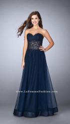 La Femme - Intricate Lace Sweetheart Illusion A-line Long Evening Gown 22964