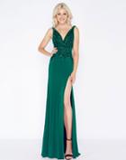 Cassandra Stone - 50484a Embellished V-neck Sheath Dress