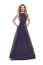 La Femme - 26231 Bateau Neck Mesh Sides Mikado Ballgown