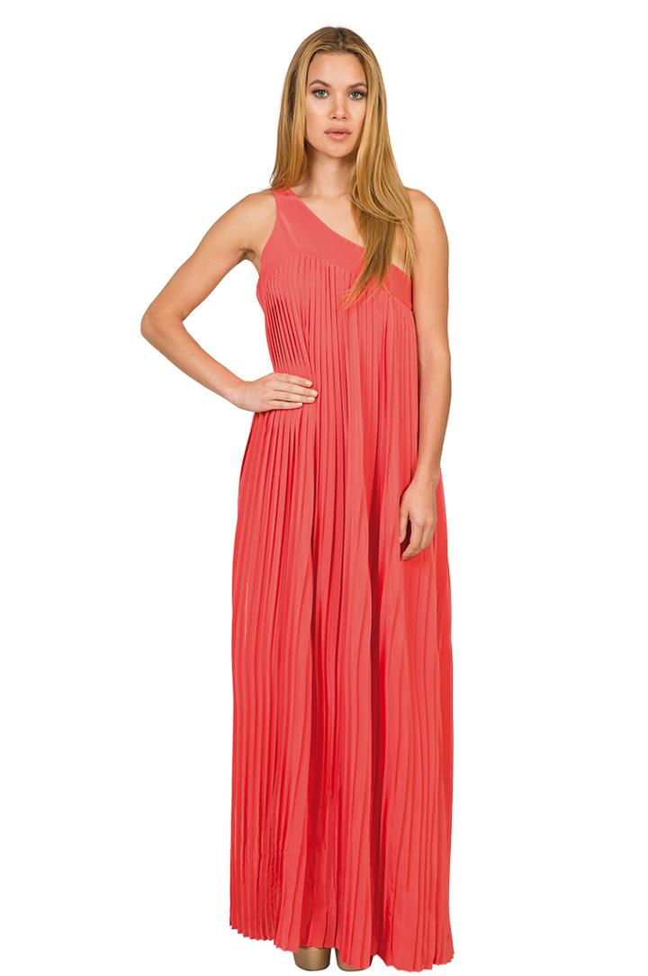 Caffe Swimwear - Long One-shoulder Pleated Dress Vp1716