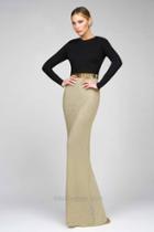 Ieena Duggal - 25242 Full Sleeve Gown In Black Gold