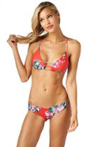Montce Swim - Red Floral Cage Bralette Top X Nu Micro Bottom Bikini Set