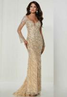 Tiffany Homecoming - 46140 Long Bell Sleeves Beaded Sheath Gown