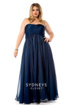 Sydney's Closet - Sc7121 Plus Size Dress In Navy