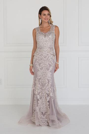 Elizabeth K - Gl1530 Embroidered Scoop Sheath Dress