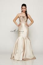 Milano Formals - Gorgeous Fit And Flare Gown With Gold And Copper Appliques E1989