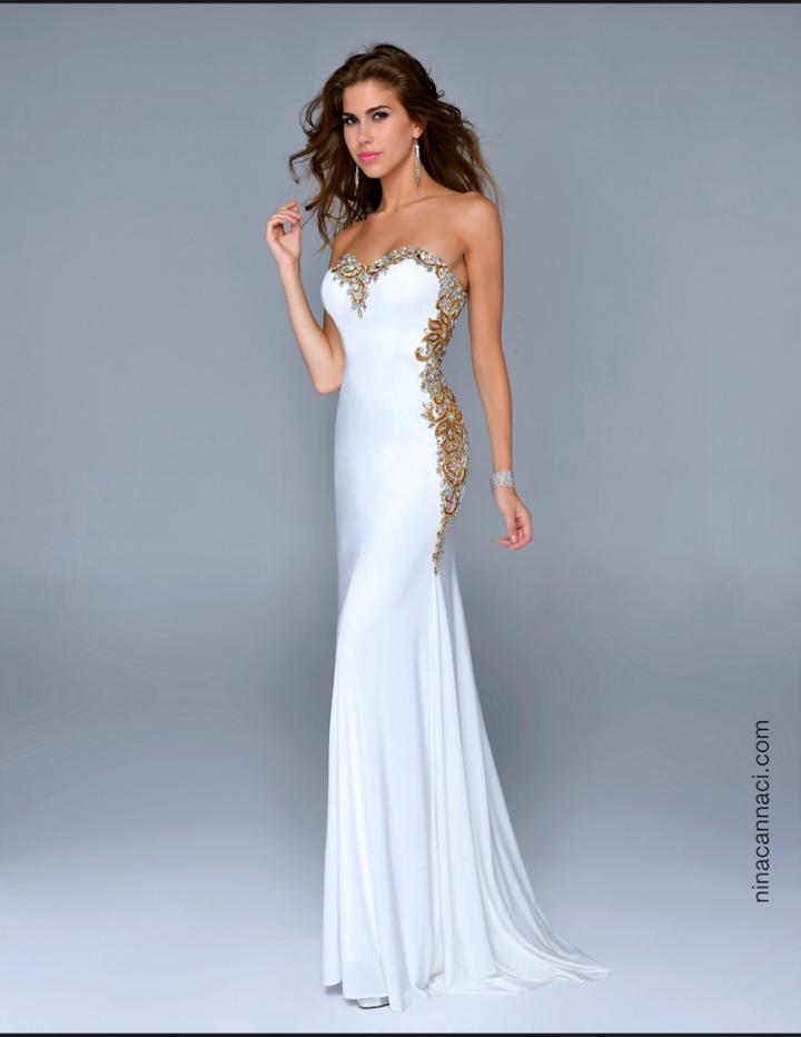 Nina Canacci - 8015 Dress In Ivory/gold