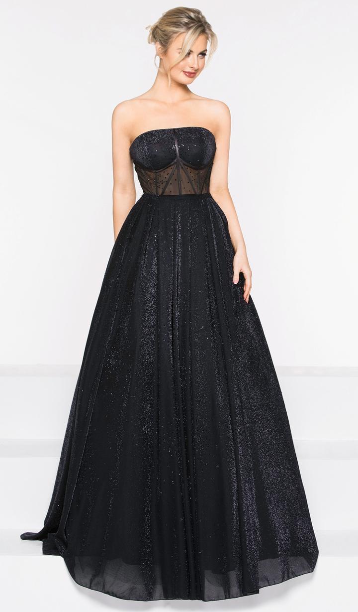 Colors Dress - 2027 Strapless Boning Pleated A-line Evening Gown