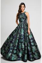 Terani Evening - 1723e4294 Floral Halter Pleated Evening Gown