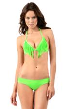 Voda Swim - Neon Green Envy Push Up Fringe String Bikini Top