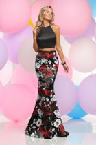 Zoey Grey - Two-piece Floral Halter Neck Dress 31045