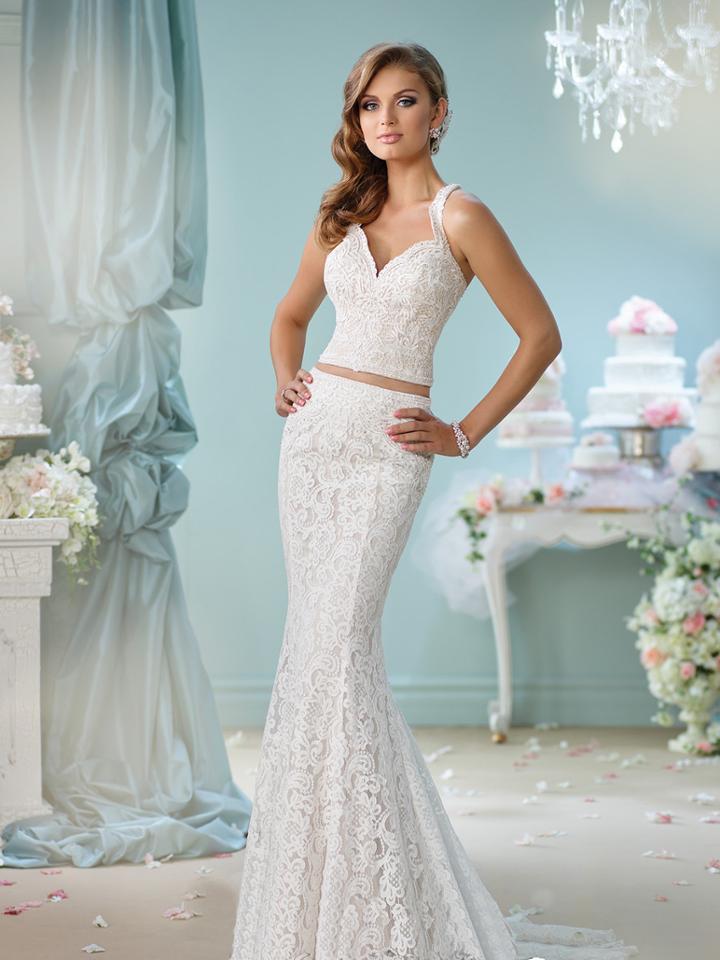 Enchanting By Mon Cheri - 116135 Two Piece Lace Queen Anne Trumpet Dress