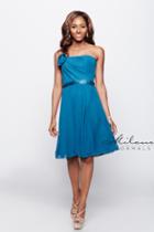 Milano Formals - Strapless Chiffon Short Dress With Flower Accent E1379