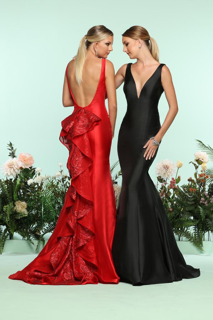 Zoey Grey - 31190 Sequined Deep V-neck Ruffled Mermaid Dress