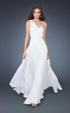 La Femme - 18466 Gathered One Shoulder Chiffon Dress