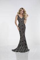 Tiffany Designs - 16262 Geometric Beaded Sleeveless Mermaid Gown