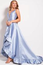 Jovani - 57491 Ruffle Trimmed Backless High Low Gown