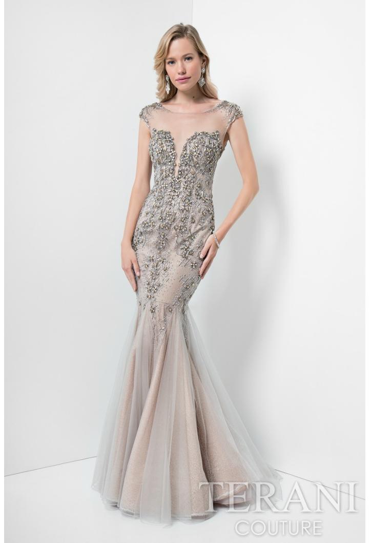 Terani Evening - Illusion Bateau Neckline Mermaid Evening Dress 1711gl3551