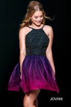 Jovani - Sequined Halter Neck Ombre Fit And Flare Dress 42206