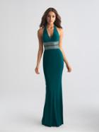 Madison James - 18-686 Embellished Halter Sheath Dress