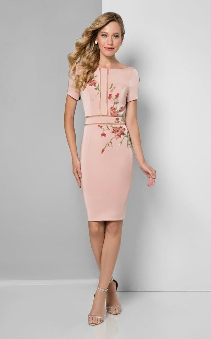 Terani Couture - Chic Rosette Short Sleeved Cocktail Dress 1711c3009