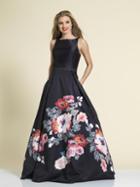 Dave & Johnny - A4185w Floral Bateau Evening Dress