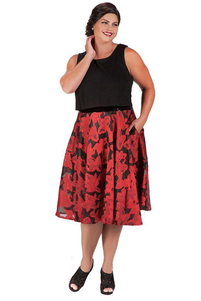 Celebrations By Sydney's Closet - Ce1603 Scoop Neck Floral Print Dress