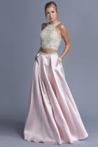 Aspeed - L1977 Two Piece Bejeweled Halter Prom Gown