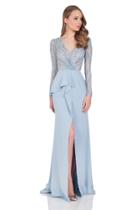 Terani Couture - Long Gown With Center Slit And Wrap Around Bodice 1611m0635