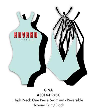 Nicolita Swimwear - New! High Neck Reversible One Piece Swimsuit In Havana Print/black
