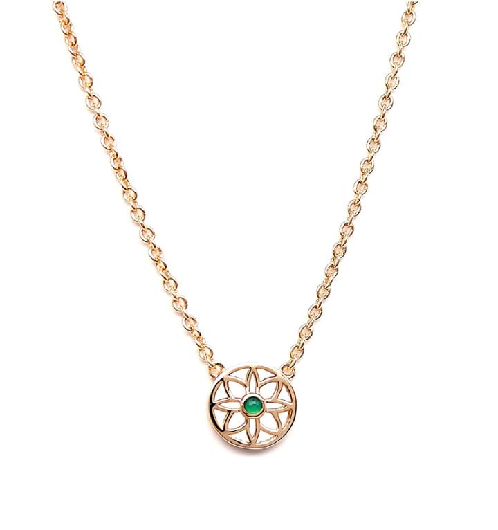 Rachael Ryen - Emerald Flower Necklace Gold