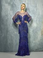 Beside Couture By Gemy - Bc1269 Sheer Embroidered Plunging Dress