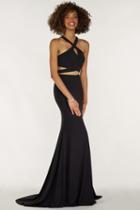 Alyce Paris - 1209 Two-piece Crisscrossed Bodice Halter Jersey Gown