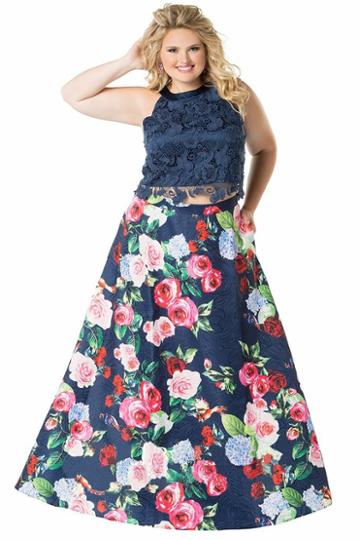 Celebrations By Sydney's Closet - Ce1804 Two Piece Floral Print Dress
