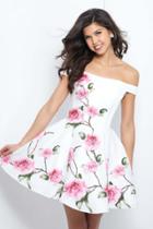 Blush - 11400 Off The Shoulder Floral Beaded Organza Prom Gown