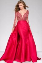 Jovani - 46708a Embellished V-neck Mermaid/a-line Dress