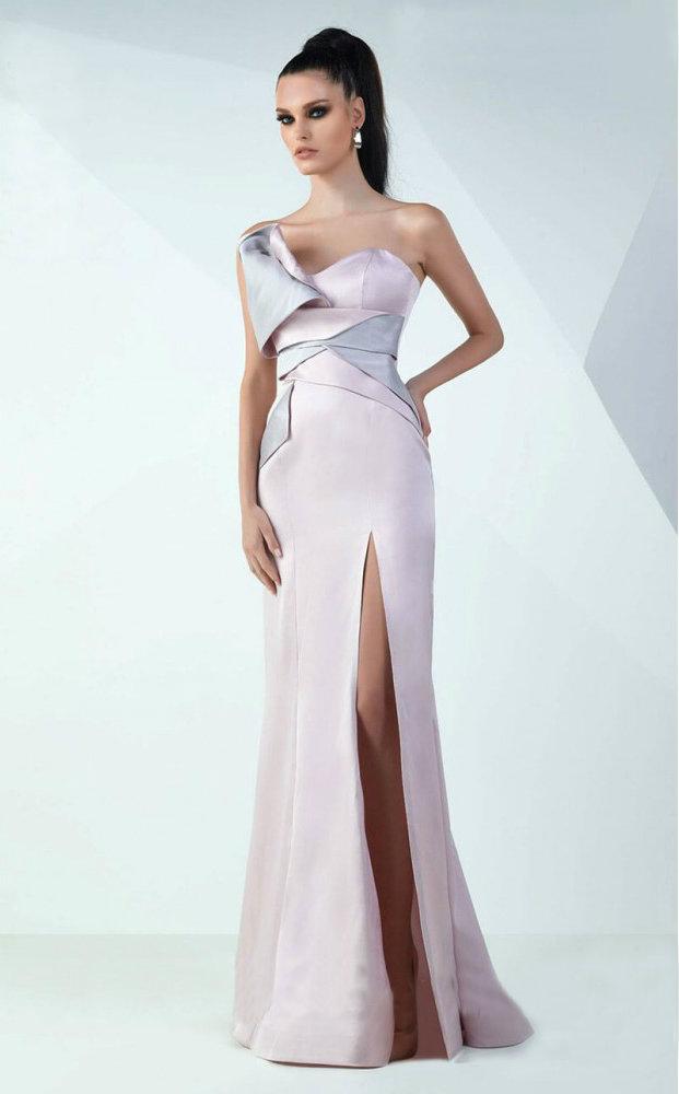 Mnm Couture - Strapless Empire Long Gown With Slit G0710