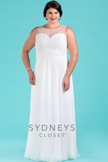 Sydney's Closet Bridal - Sc5220 Beaded Floral Lace Chiffon A-line Gown
