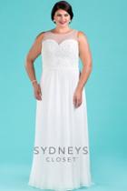 Sydney's Closet Bridal - Sc5220 Beaded Floral Lace Chiffon A-line Gown