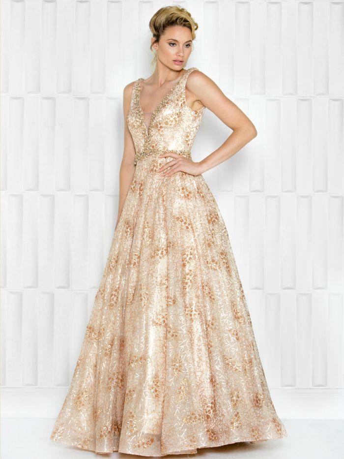 Colors Dress - 1614 Sequined A-line Evening Gown