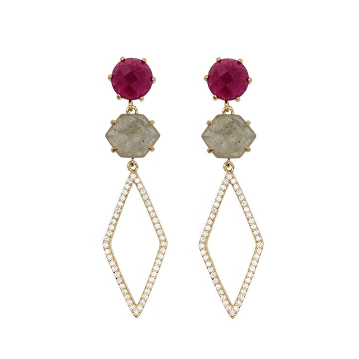 Rachael Ryen - Pronged Pave Drops In Rubellite Jade (as Seen In O Magazine)