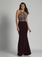 Dave & Johnny - A5433 Crystal Embellished Halter Fitted Dress