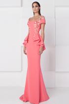 Saiid Kobeisy - Floral Applique Peplum Dress 2766